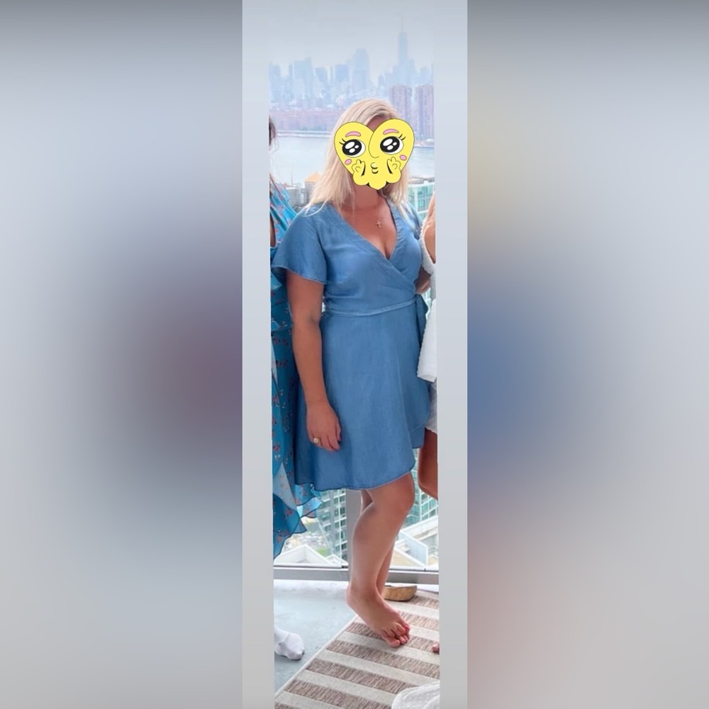 LOFT Light Blue Midi Wrap Dress